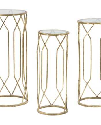 Glam     Sideborde  Guldfarvet  Metal   32x71 Og 28x65 Og 23x61 Cm