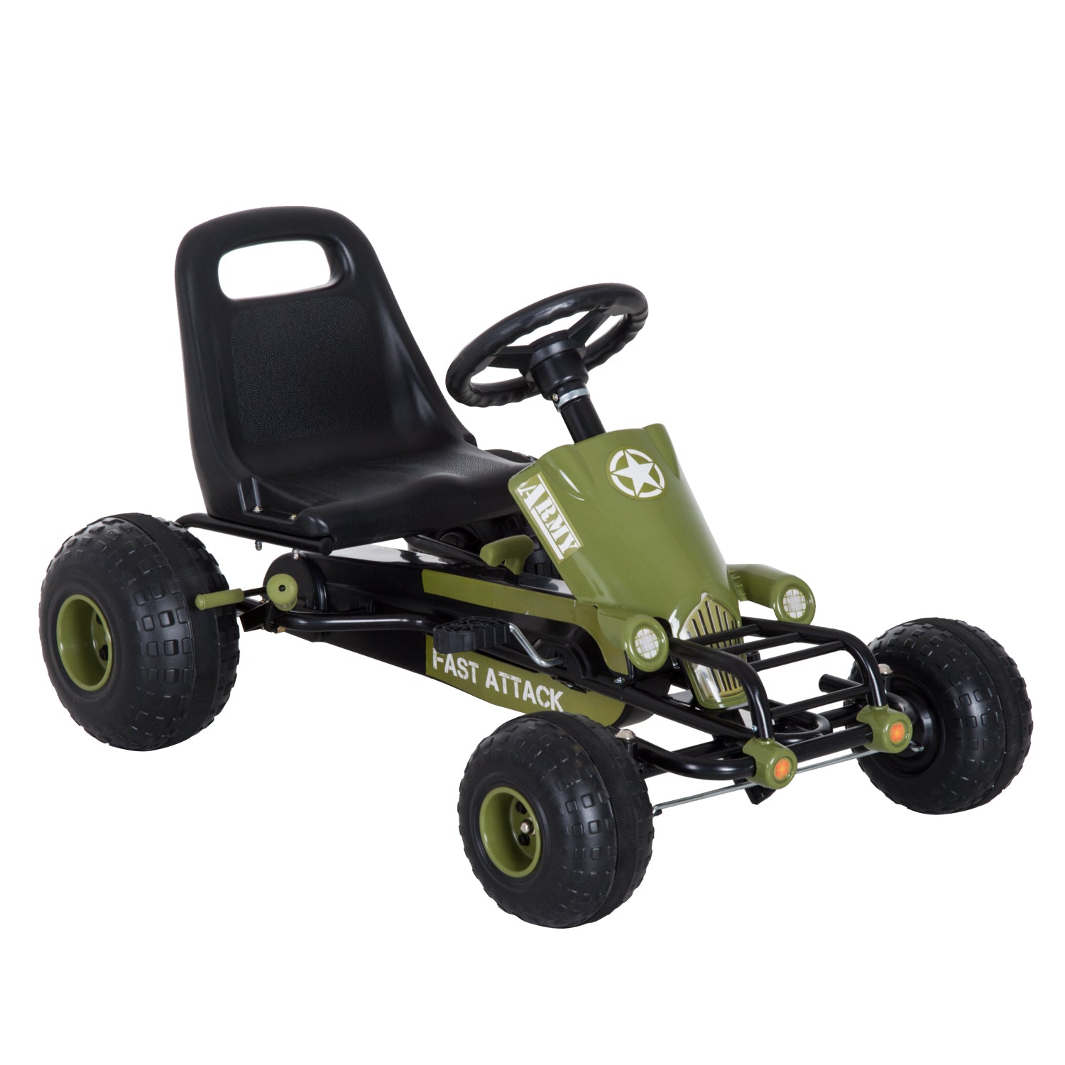 Gokart Pedalbil Med Håndbremse Frem- Og Bakgear Børnekøretøj Kettcar Pedalbil Med Justerbart Sæde Til Børn - år 99 65 56 Cm Grøn