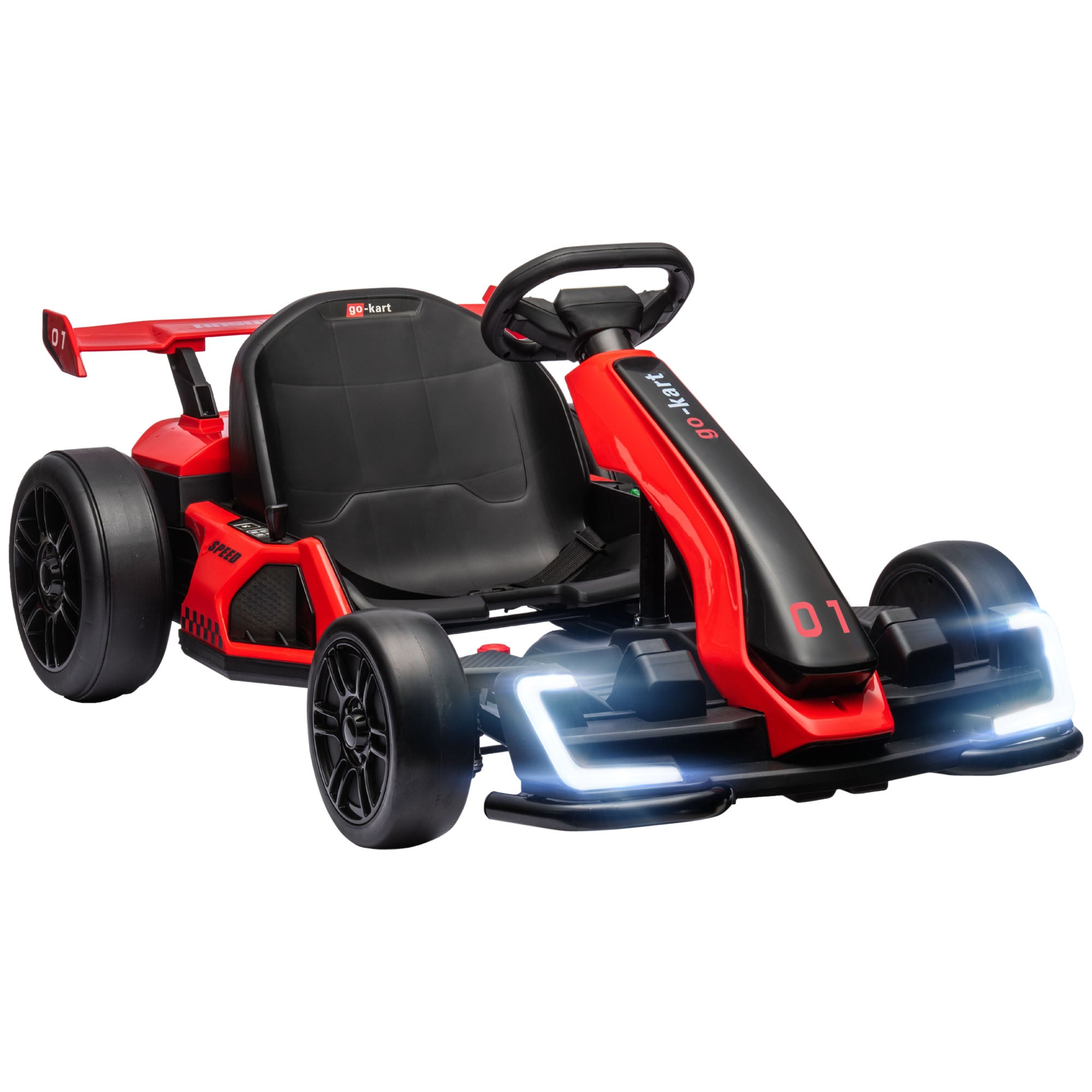 Gokart Til Børn Elektrisk Kart Med Horn Og Musikfunktion Justerbart Sæde Op Til 12 Km Plastik Metal Rød