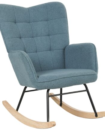 Gyngestol  Ergonomisk Form  Base Af ægte Træ  Op Til 120 Kg  Lyseblå