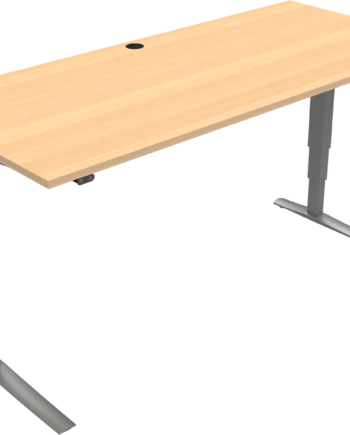 Hæve- Sænkebord Zennord Rise Rest To-bens Skrivebord Højdejusterbar 65-125 Cm Natur Sølv 180ã 80 Cm
