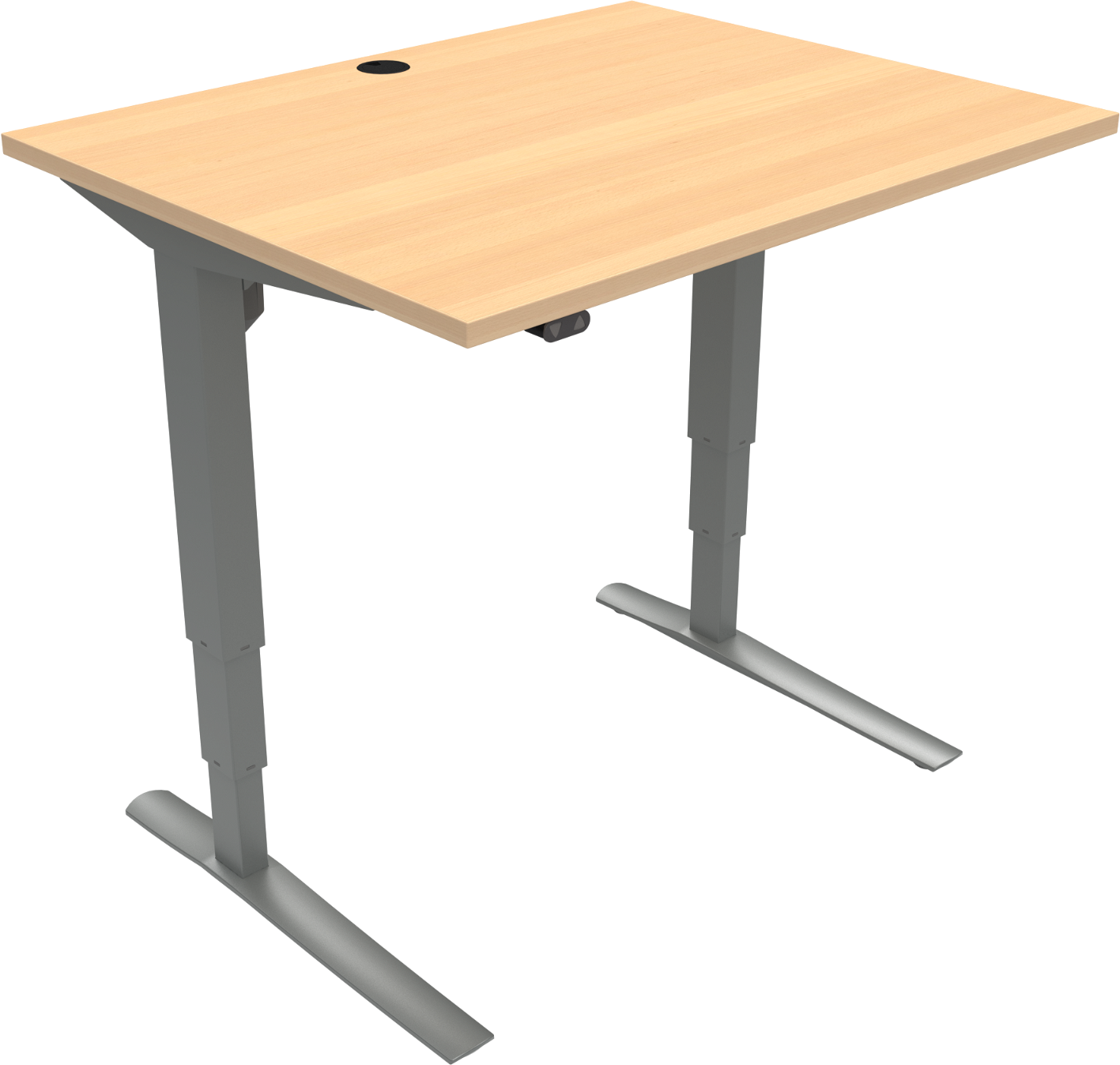 Hæve- Sænkebord Zennord Rise Rest -benet Firkantet Bøg Sølvstel 80ã 100 Cm Højdejusterbar 65-125 Cm