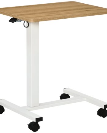 Hæve-sænkebord Højdejusterbart Inkl    Hjul  -form 65 Cm   48 Cm   70-110 Cm Natur   Hvid