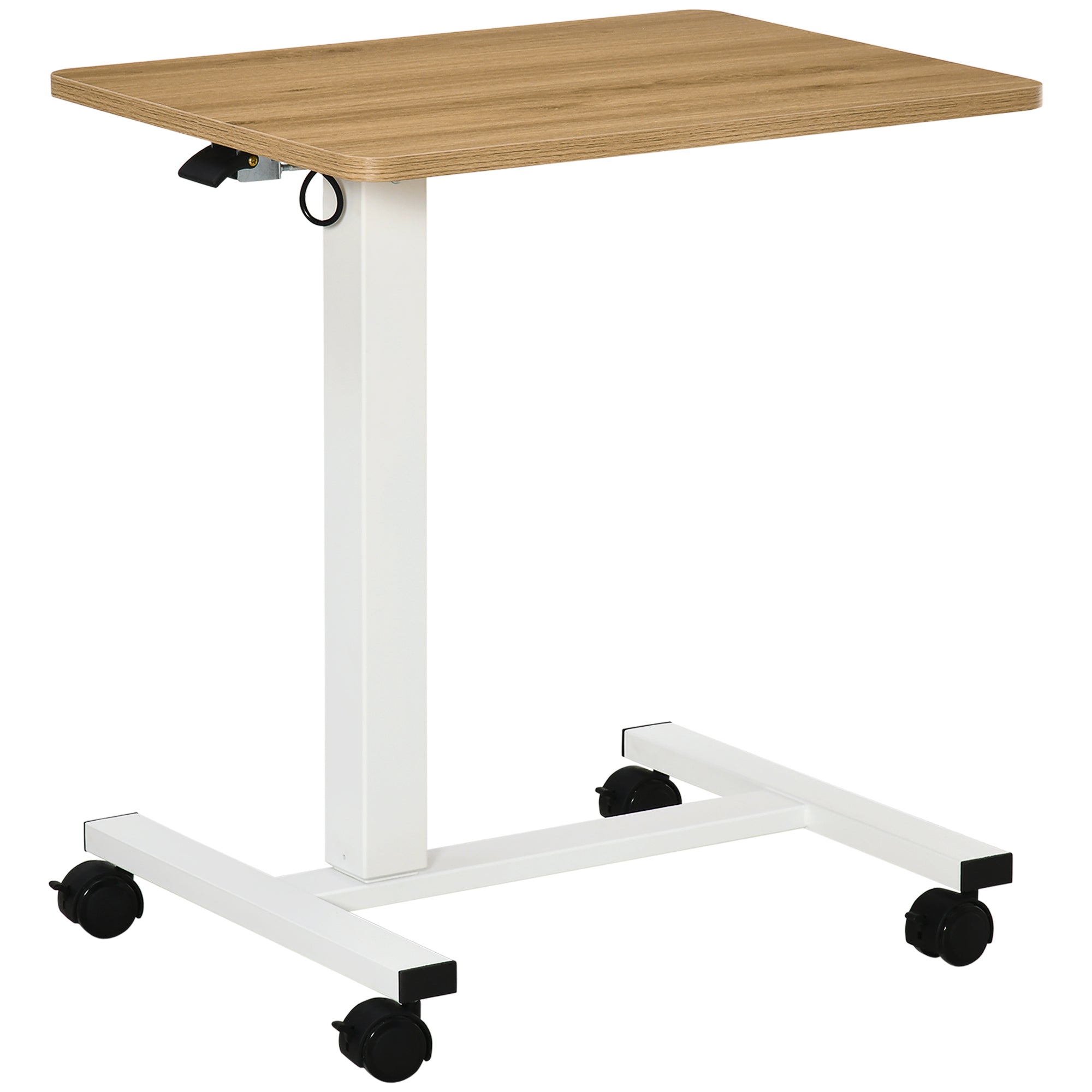 Hæve-sænkebord Højdejusterbart Inkl Hjul -form 65 Cm 48 Cm 70-110 Cm Natur Hvid