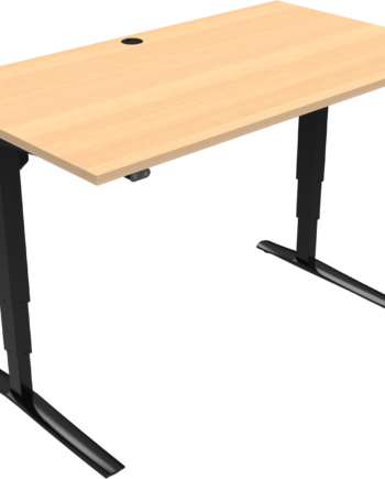 Hæve-sænkebord Zennord Rise Rest To-bens Firkantet Skrivebord   Bøg Natur Sort Højdejusterbart 65-125 Cm