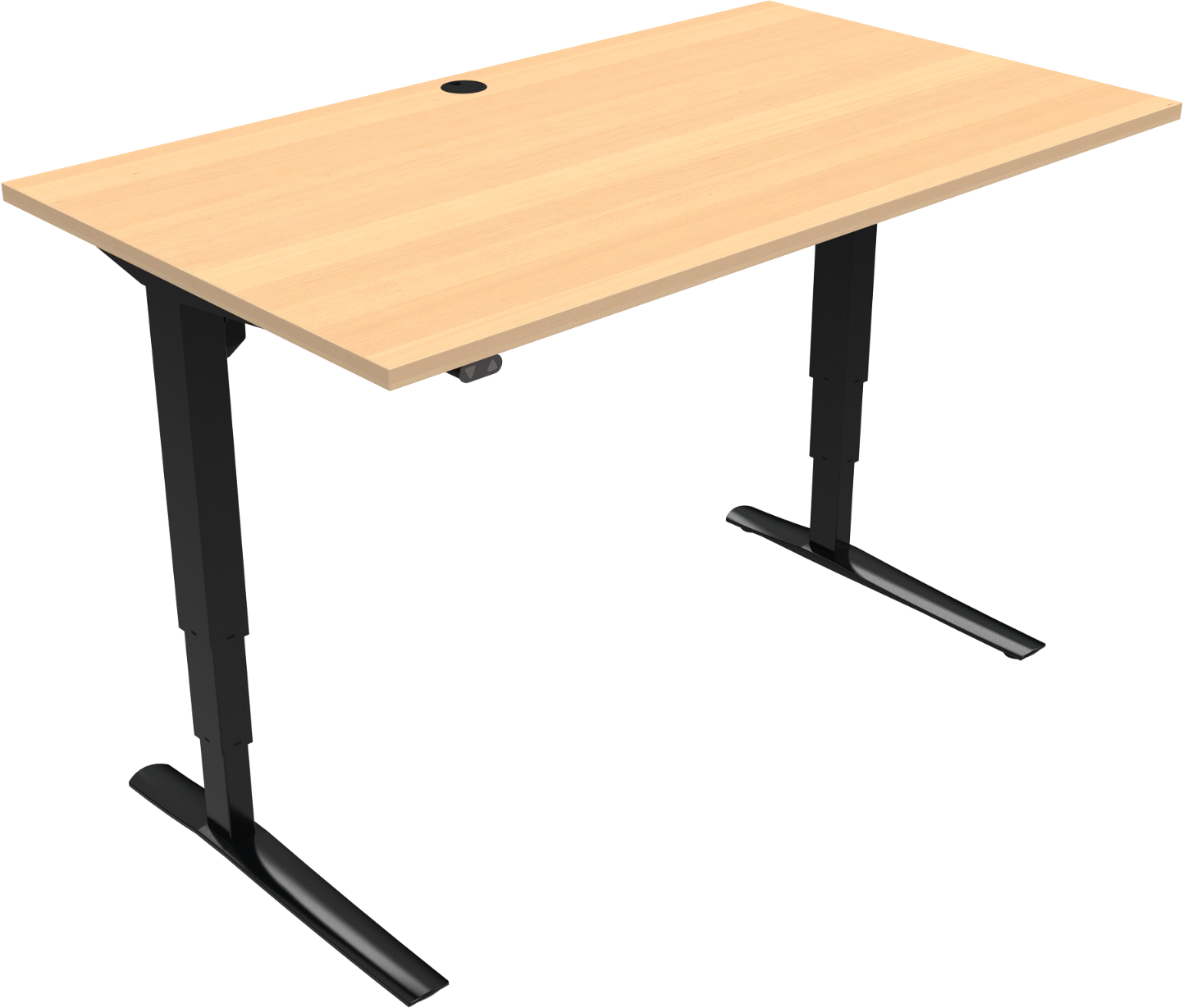 Hæve-sænkebord Zennord Rise Rest To-bens Firkantet Skrivebord Bøg Natur Sort Højdejusterbart 65-125 Cm