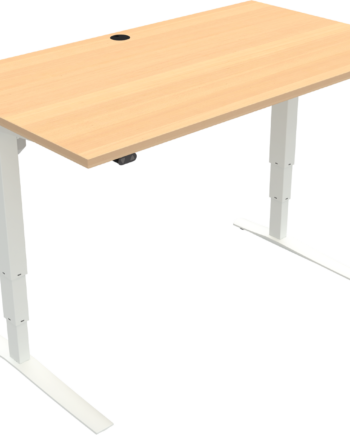 Hæve-sænkebord Zennord Rise Rest 140x80 Cm Bøg Natur Hvid Ergonomisk To-bens Justerbart 65-125 Cm