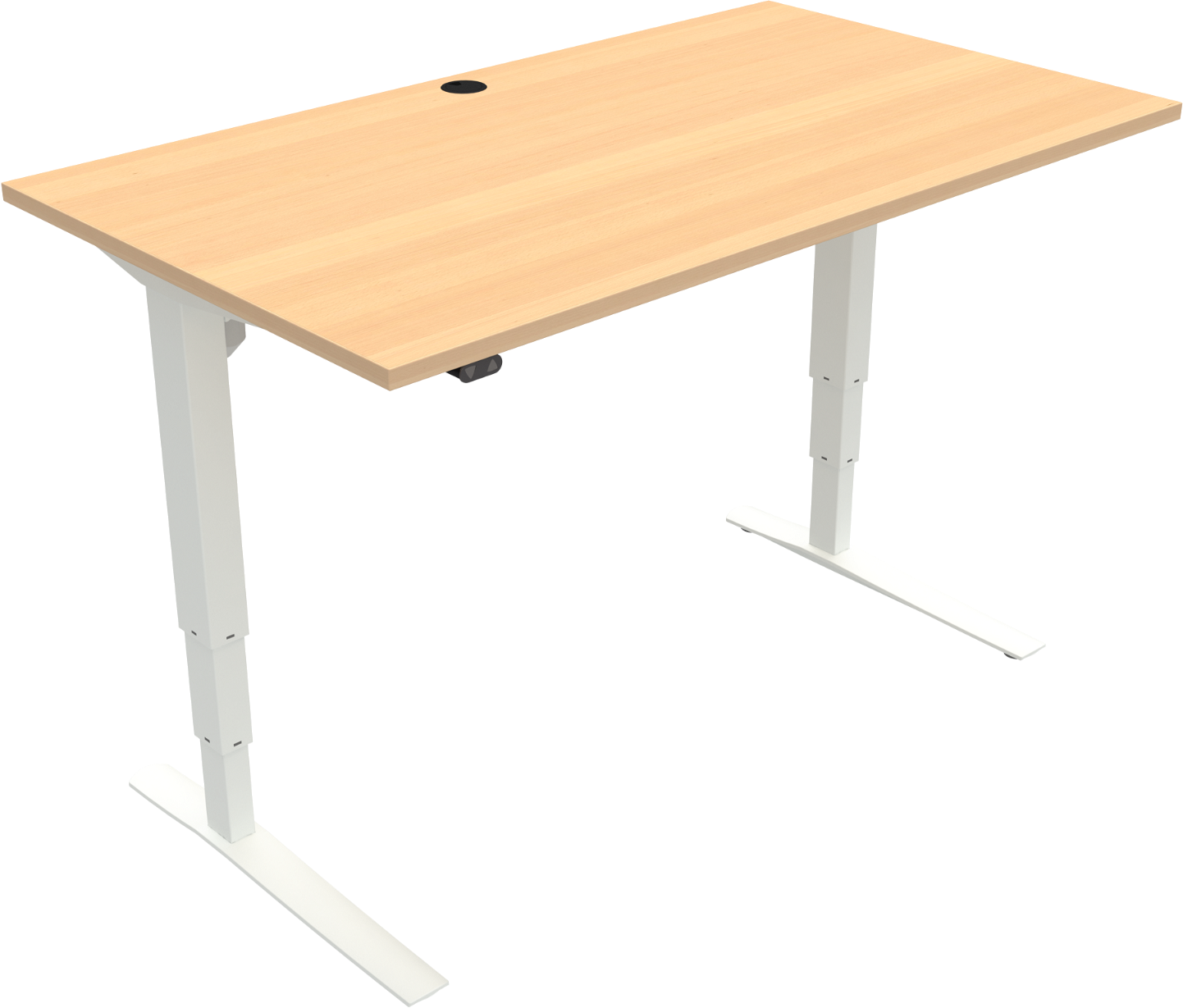 Hæve-sænkebord Zennord Rise Rest 140x80 Cm Bøg Natur Hvid Ergonomisk To-bens Justerbart 65-125 Cm