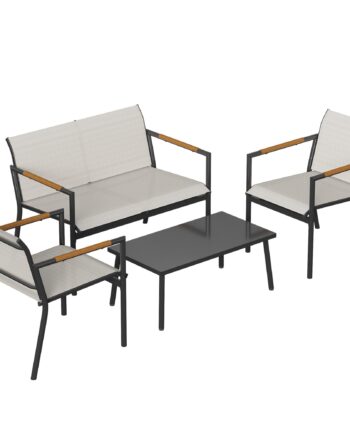 Havemøbelsæt  Siddegruppe Til   Personer  åndbar Havelounge Med  -personers Sofa    Lænestole  Metalbord  Fodpuder