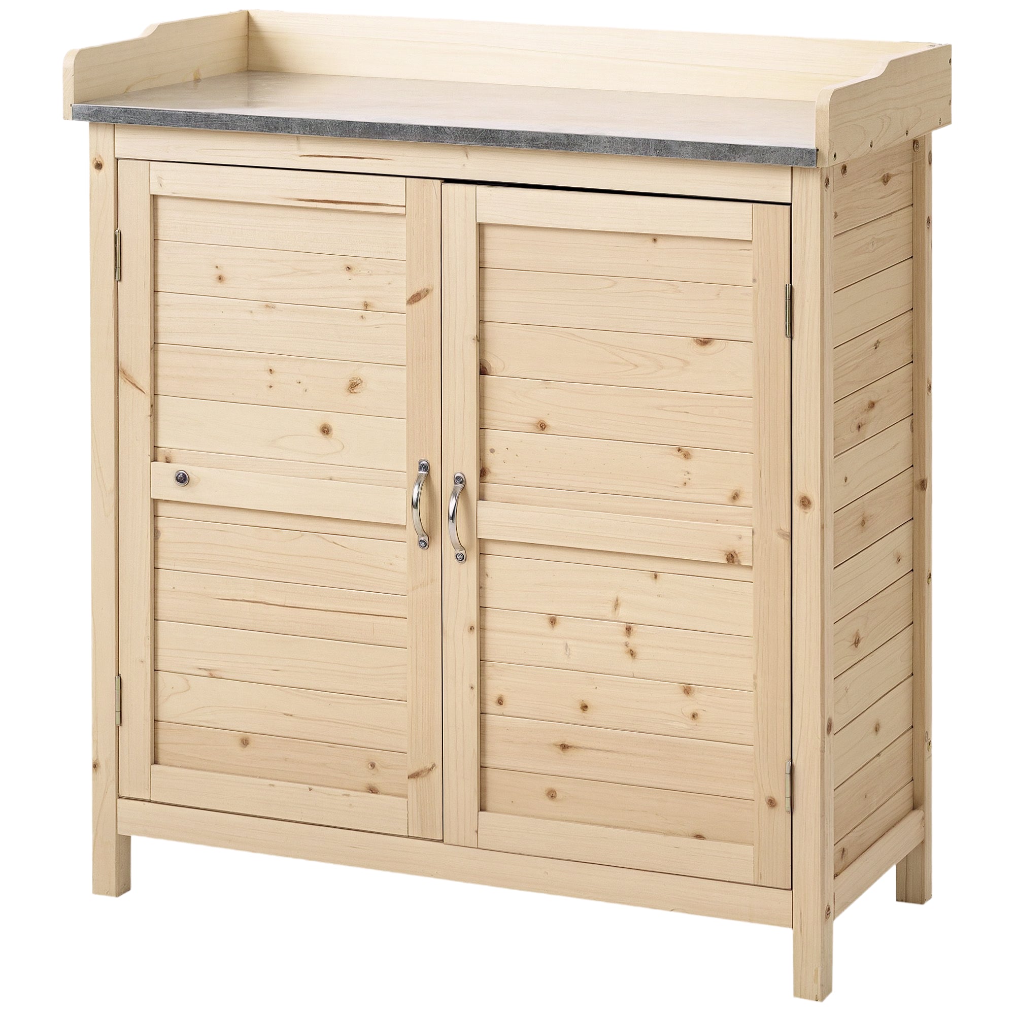 Haveskab Med Rum Metalbordplade Med Opretstående Plade Naturtræ 83 40 92 Cm