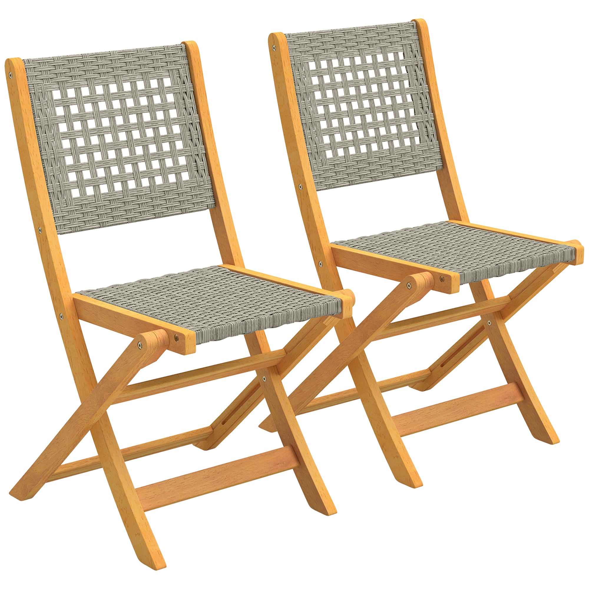 Havestole  Sæt Med    Fsc Klapstole Med åndbart Sæde  Komfortabel Sædehøjde  Lavet Af Massivt Træ Og Polyrattan