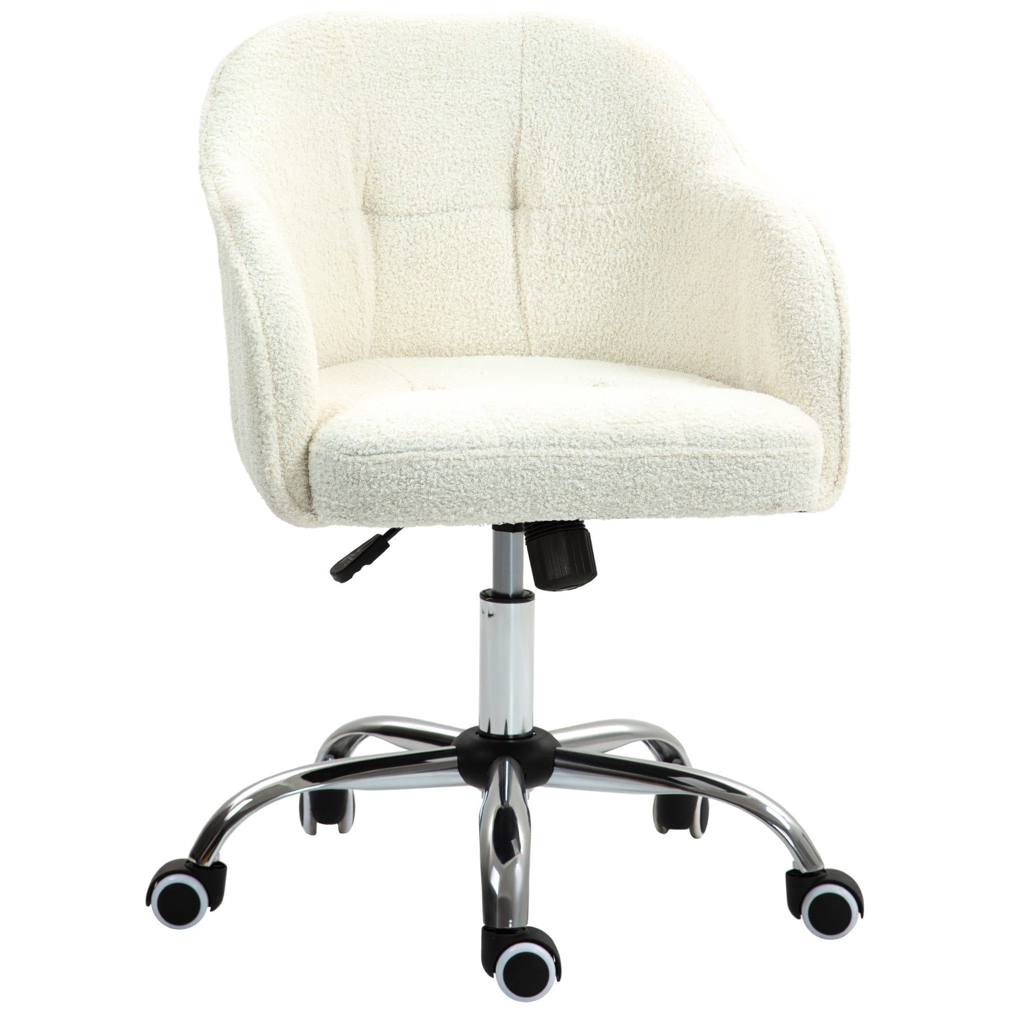 Hjemmekontorstol  Ergonomisk Skrivebordsstol Med Vippefunktion  Teddy Velvet Look 56   61   86 Cm Cremehvid