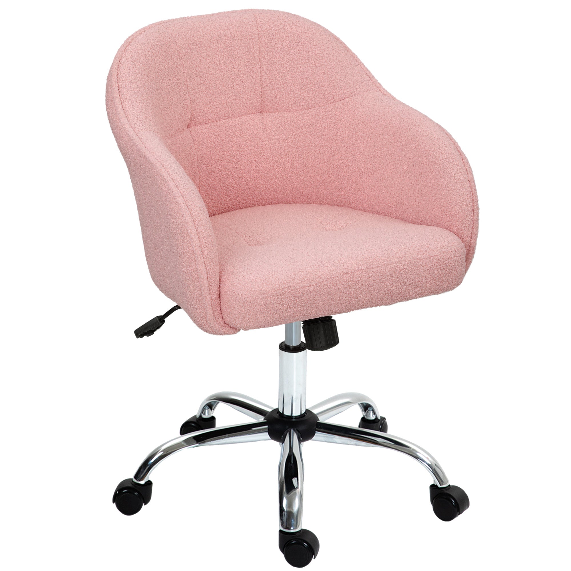 Hjemmekontorstol  Ergonomisk Skrivebordsstol Med Vippefunktion  Teddy Velvet Look 56   61   86 Cm Pink