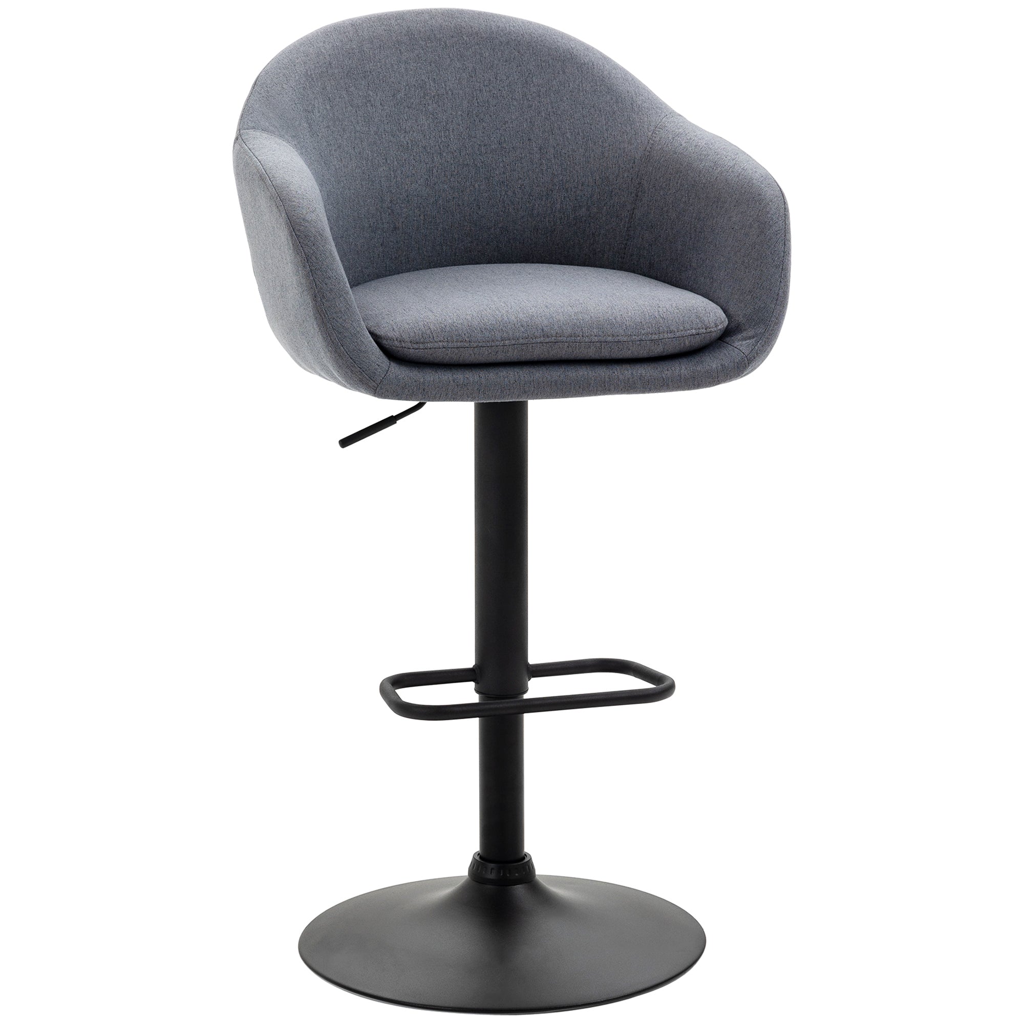 Højdejusterbar Barstol Med Ryglæn Og Fodstøtte Linnedlook 54 Cm 54 Cm 112 Cm Grå