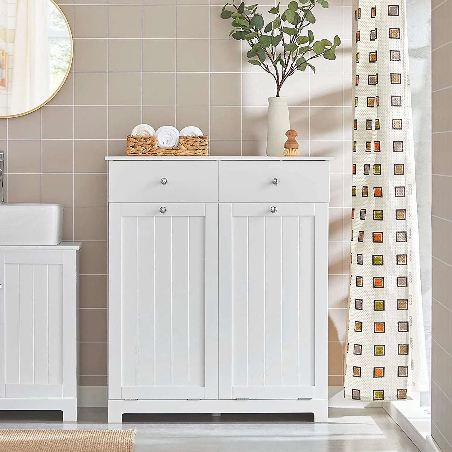 Hold Dit Badeværelse Ryddeligt Med Dette Elegante Vasketøjsskab   Hvid B78   D38   H90 Cm