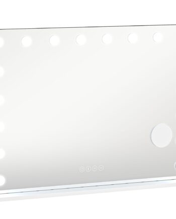 Hollywood Makeupspejl Med 18 Dæmpbare Led-lys    Farver  Rgb-lys  Bluetooth-højttaler  10x Forstørrelse  Hvid