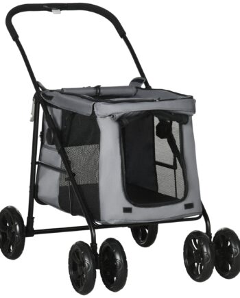 Hundeklapvogn Op Til 20 Kg Sammenklappelig   Sidelommer 102 Cm   62 Cm   105 Cm Grå