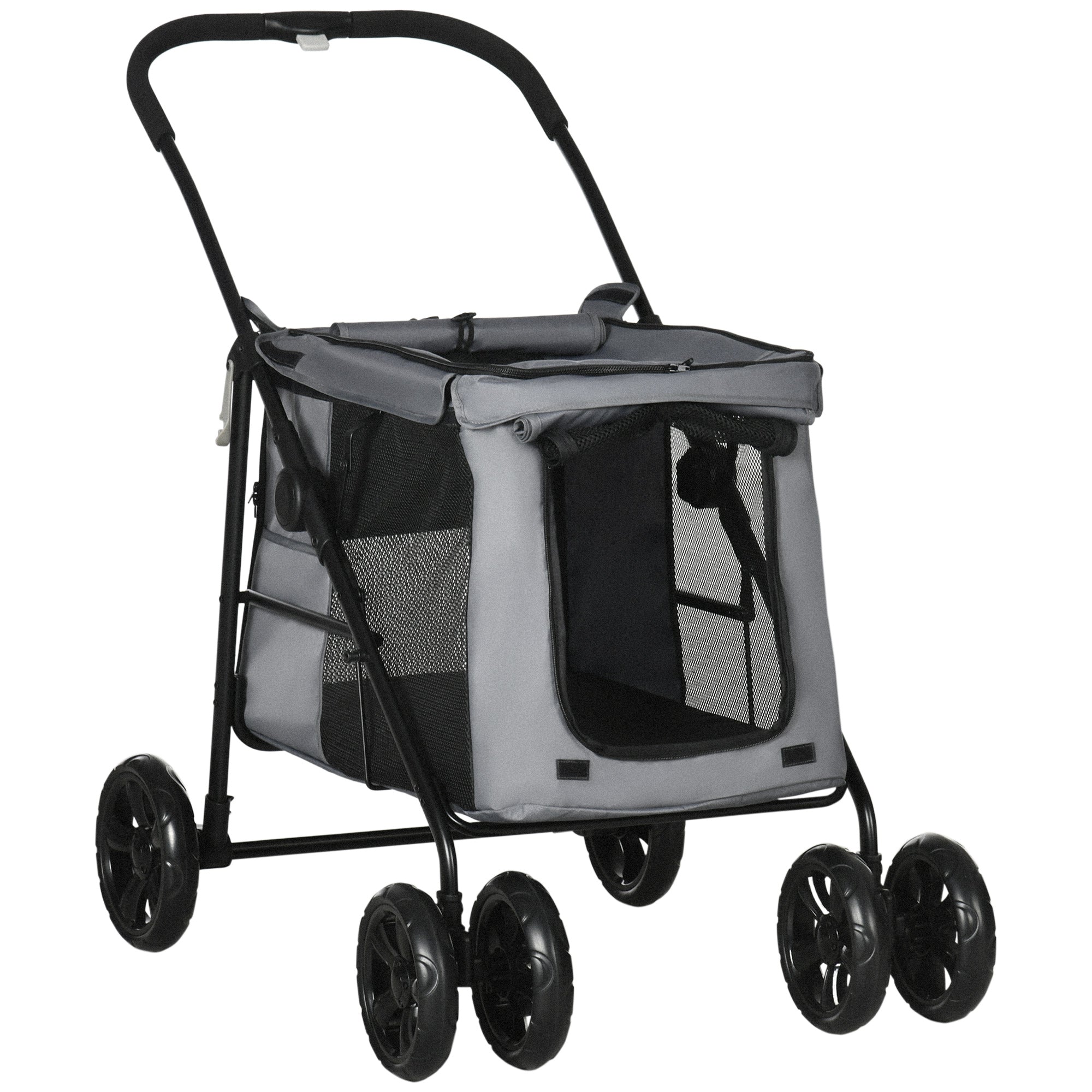 Hundeklapvogn Op Til 20 Kg Sammenklappelig Sidelommer 102 Cm 62 Cm 105 Cm Grå