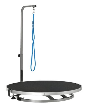 Hundeplejebord Roterende Tørrebord Med Justerbar Arm Skridsikkert Bordplade Låsesystem Aluminiumslegering Kant Rustfrit Stål Ramme Sikkerhedsline ø65x H10