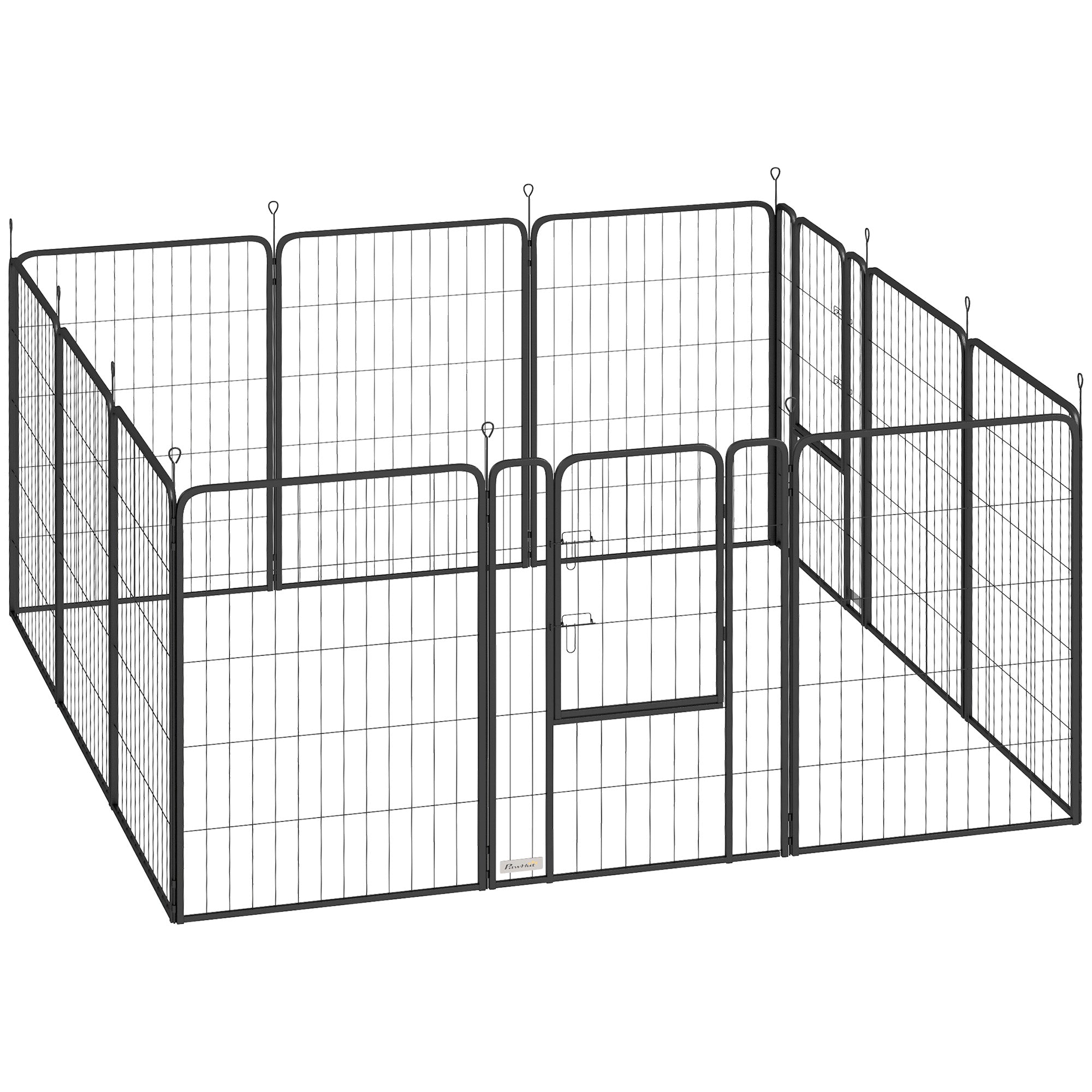 Hvalpekravlegård Sæt Med 12 Dele Med 12 Netpaneler Dør Jordpløkker Fleksibelt Foldbart Design Og 100 Cm Højt Beskyttelsesovertræk