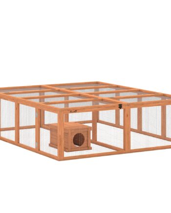 Kaninbur   Træ Med   Døre  Ly Til  -  Dværgkaniner  180     150   48 Cm  Orange