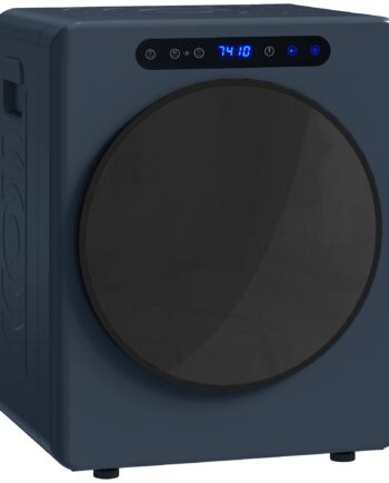 Kg Udluftet Tørretumbler  1000w Kompakt Fritstående Frontbetjent Tørretumbler Med Tromle   Rustfrit Stål  Timer  Blå