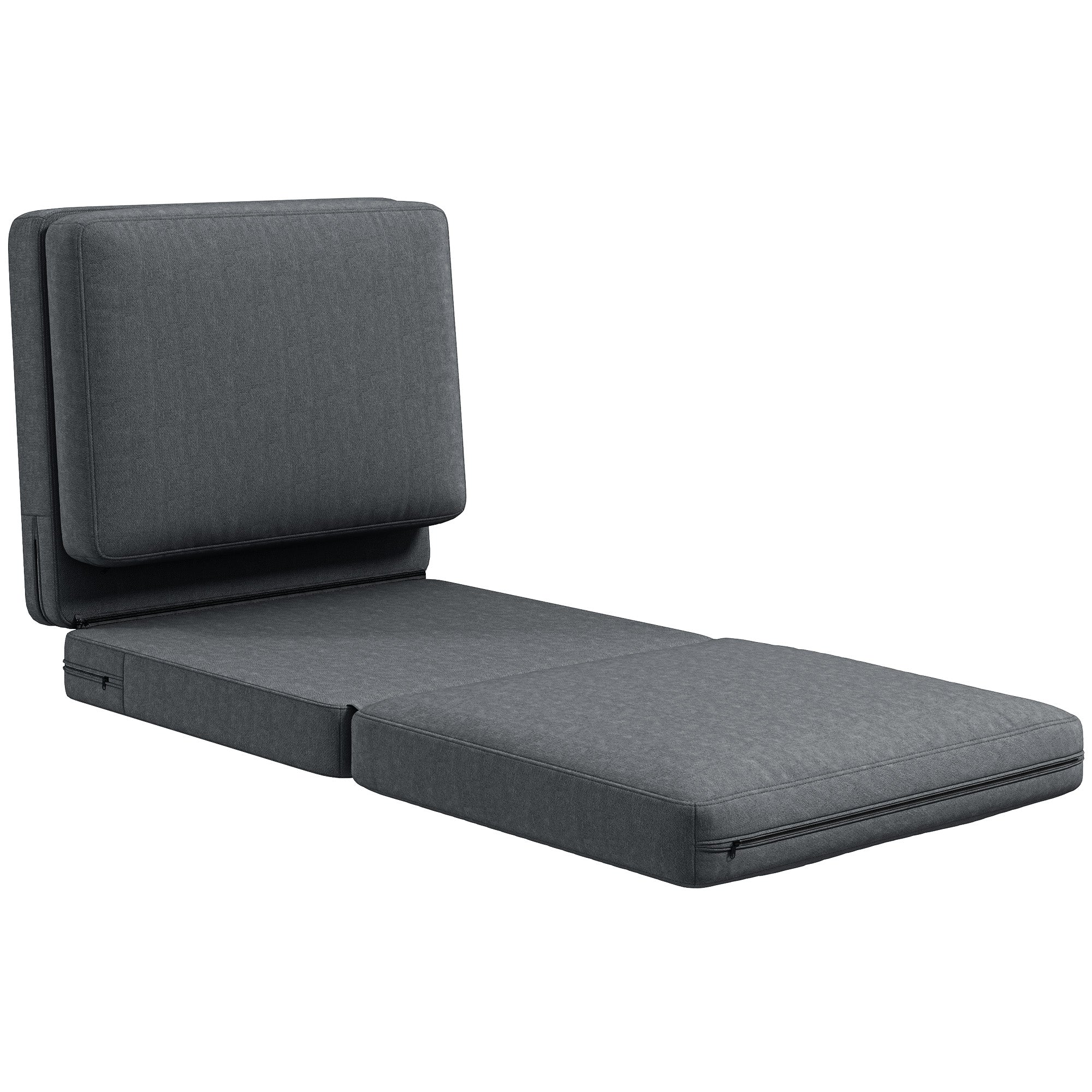 Klapstol Med Hynde  Polstret Sofa  Stue  Gæsteværelse  Kontor  75   268   18 Cm  Mørkegrå