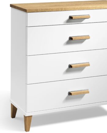 Kommode Oscarssons Möbel Malva    Skuffer  Hvidlakeret Med Oliebehandlet Egetræ  H76ã L70ã D31 Cm
