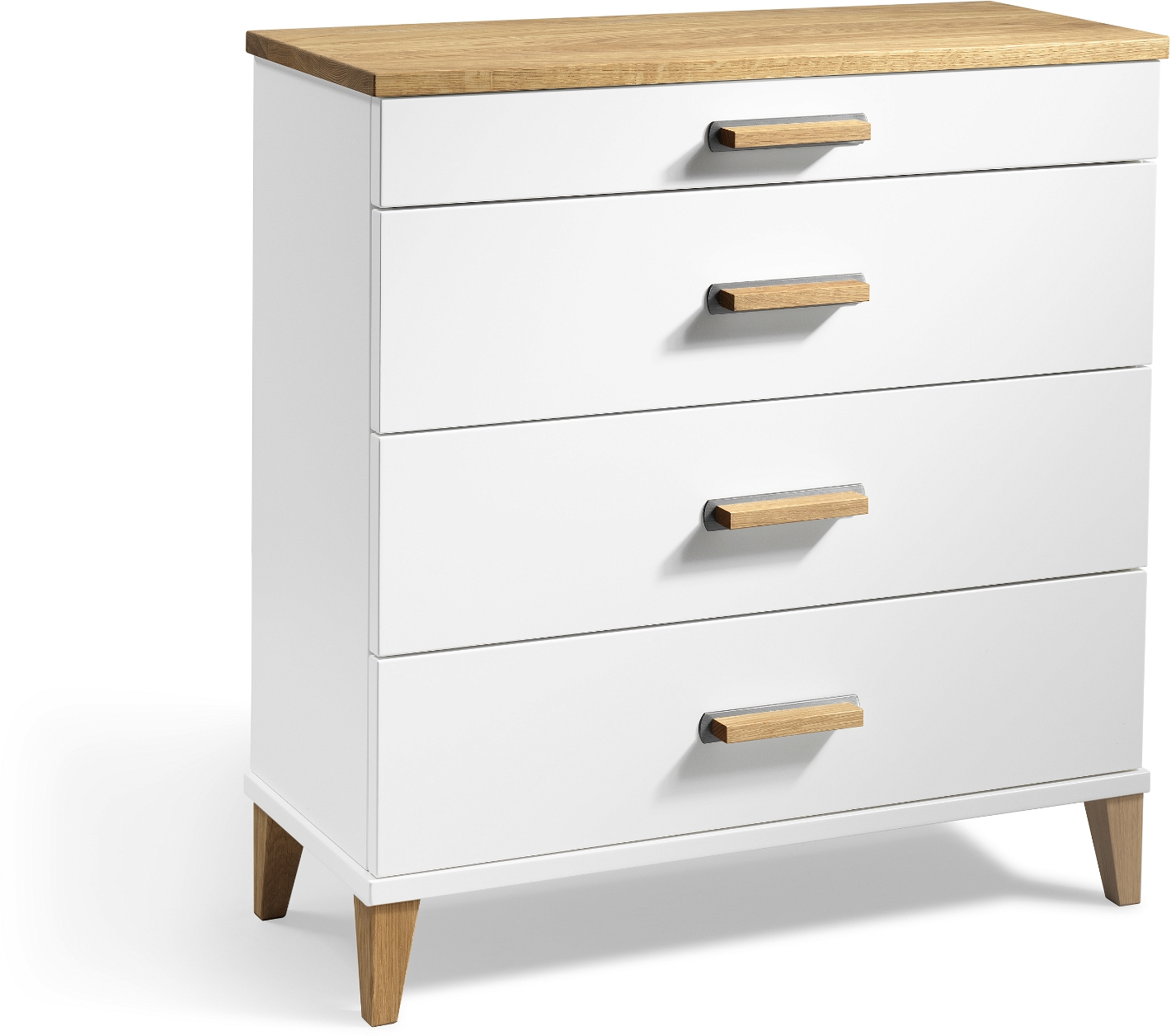 Kommode Oscarssons Möbel Malva Skuffer Hvidlakeret Med Oliebehandlet Egetræ H76ã L70ã D31 Cm