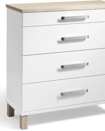 Kommode Oscarssons Möbel Nadja Mdf Massiv Eg Hvid Hvidolieret Eg Med   Skuffer H75ã B70ã D31 Cm