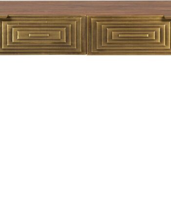 Konsolbord Dutchbone Volan 140x50x76 Cm Gråbrun Mangotræ Med Guldfarvede Fronter