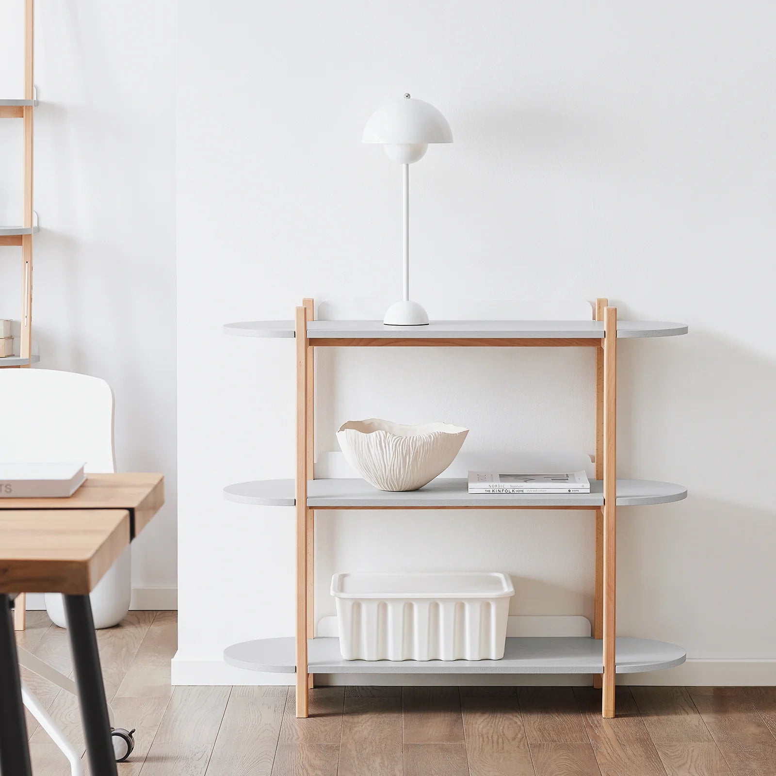 Konsolbord Med   Hylder  L100   B33   H88 Cm  Grå