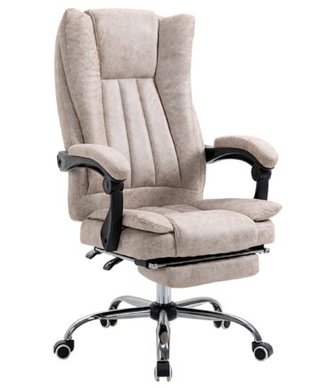 Kontorstol Drejestol Med Hældningsfunktion Fodstøtte Kontorstol Sædehøjdejustering Stol Skrivebordsstol Mikrofiber Plast Metal Nylon Beige Sort Sølv 63   71   110-118 Cm