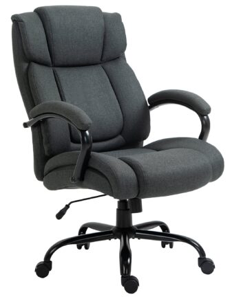 Kontorstol  Ergonomisk Skrivebordsstol  Drejestol Med Polstrede Armlæn  Bæreevne Op Til 220 Kg  Grå