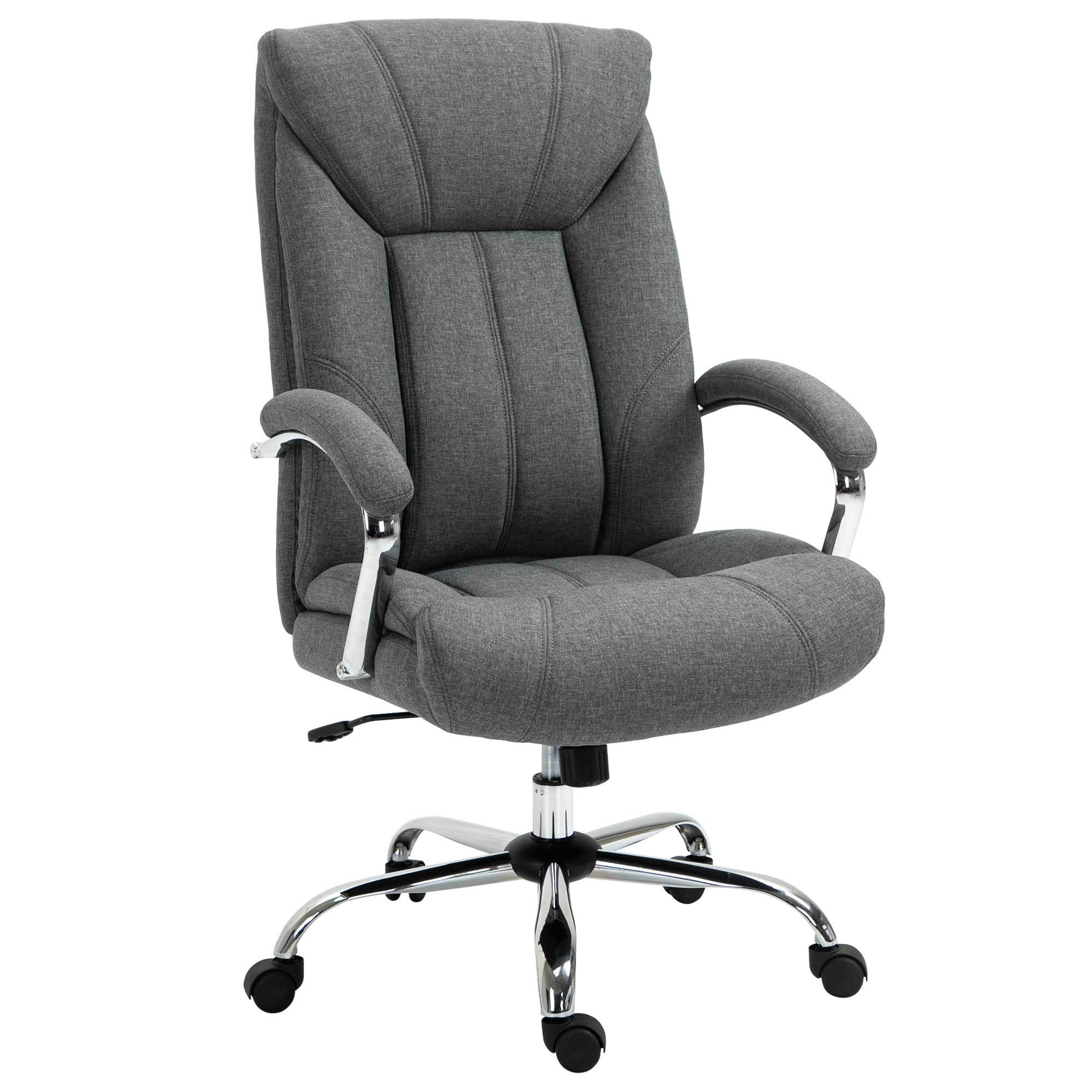 Kontorstol Med Gyngefunktion Ergonomisk Stol Med Polstrede Armlæn Og Nakkestøtte Højdejusterbar Kontorstol Drejestol Med Ryglæn Nylon Grå 65 78 110-118 Cm