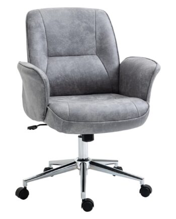 Kontorstol Med Gyngefunktion  Højdejusterbar Drejestol  Ergonomisk Arbejdsstol  Moderne  Lasteevne Op Til 120 Kg  Mikrofiber  Lysegrå  67   69   92-102 Cm