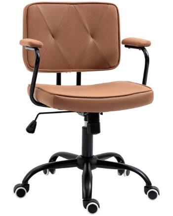 Kontorstol Med Hjul  Drejestol  Skrivebordsstol Til Kontoret  Højdejusterbar Med Vippefunktion  360â  Rotation  Vipbar  Skum  Brun  61   58   82-91 Cm