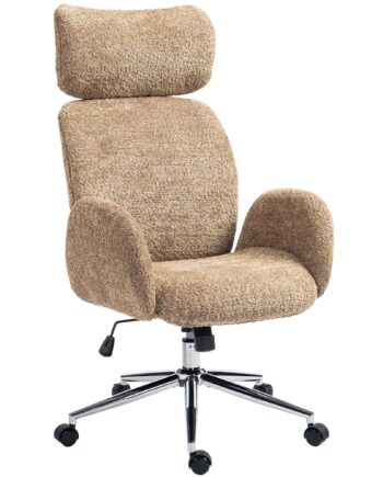 Kontorstol Med Justerbar Nakkestøtte  Ergonomisk Skrivebordsstol  Vippefunktion  Højdejusterbar  Brun