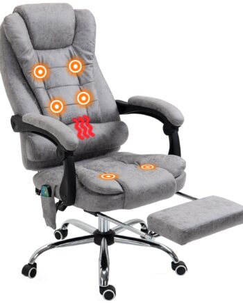 Kontorstol Med Massagefunktion  Ergonomisk Skrivebordsstol Med Lænefunktion Og Varmefunktion  Fjernbetjening  Grå