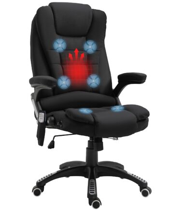 Kontorstol Med Vibrationsmassage  Ergonomisk Skrivebordsstol Med Varme- Og Lænefunktion  Højdejusterbar Lederstol Med Fjernbetjening  Sidelomme  Linnedlook  Sort