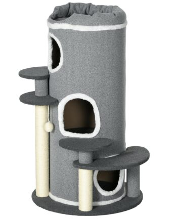 Kradsetræ Til Katte    Kattehuler    Hvileområder    Kradsetræer  57 Cm   57 Cm   99 Cm  Grå   Hvid