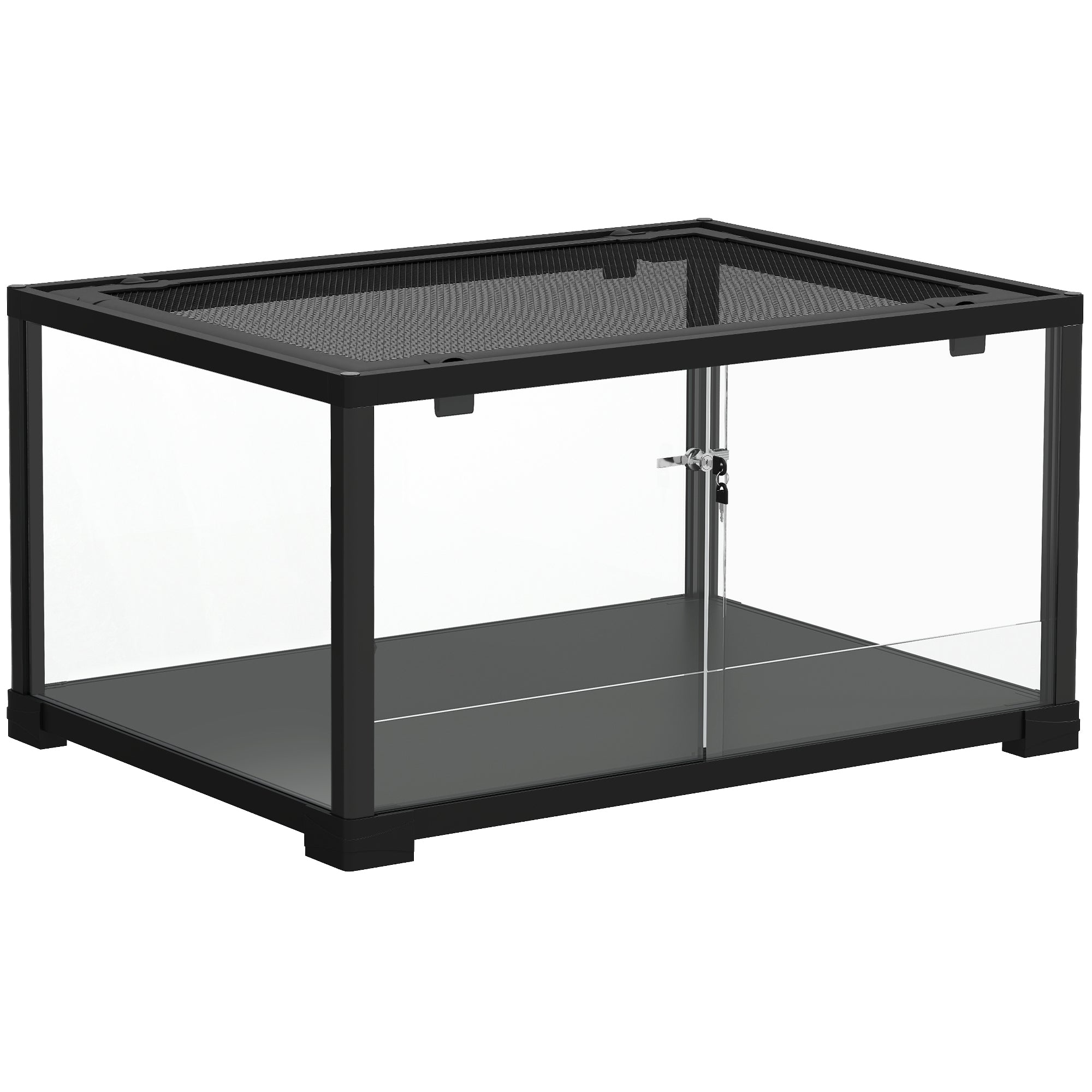 Krybdyrterrarium  86 Liters Terrarium Med Skydedør  Aflåselig  Til Firben  Insekter  Edderkopper  Gekkoer  60   45   32 Cm  Sort