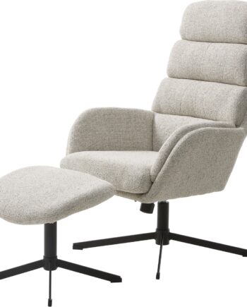 Lænestol Med Recliner Nordique Design Sifton  Stål Stel  100  Polyester  Sort Hvid