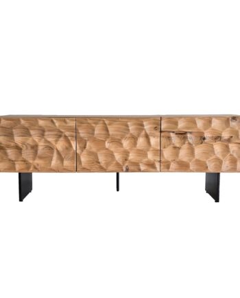 Lavskab   Massivt Akacietræ  160x56x37 Cm  Designer Tv-bord Med 3d-effekt  Tv-bord Til Stue Med Metalben