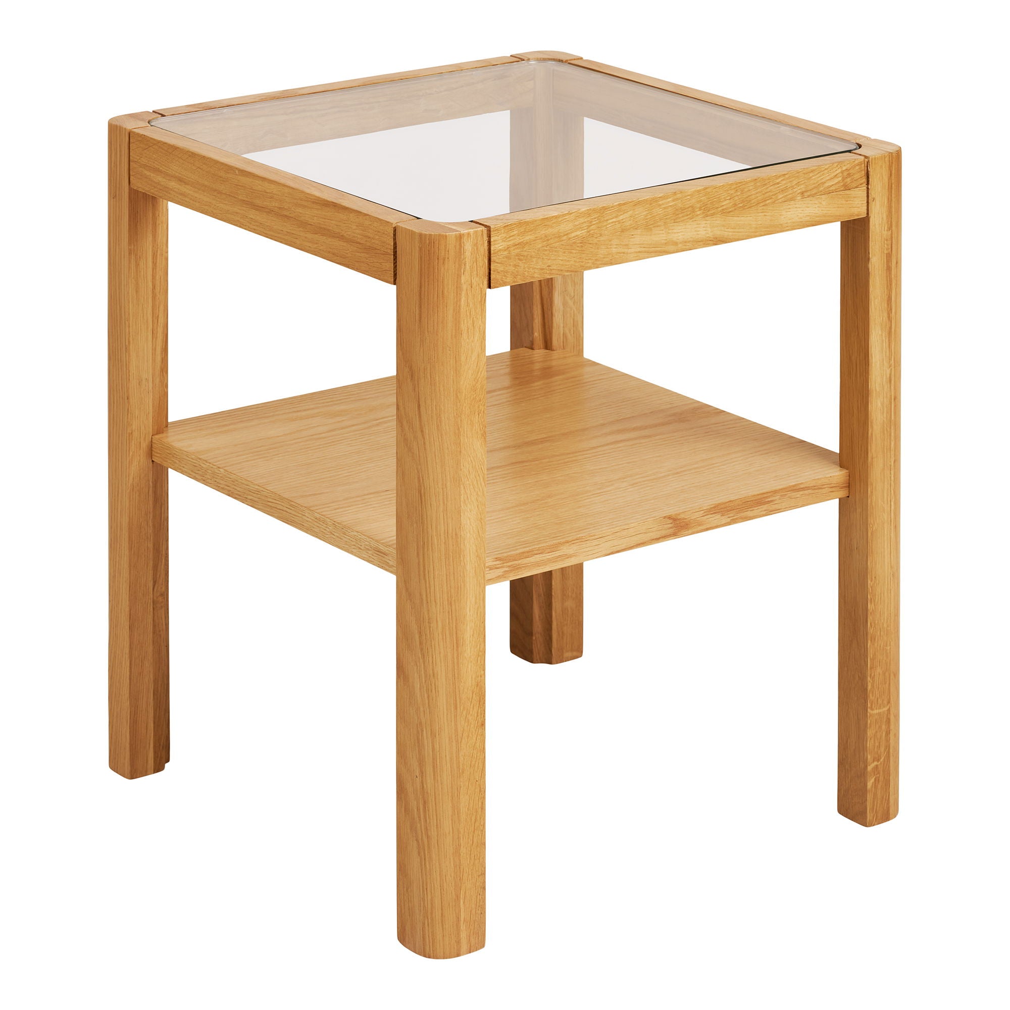Lourmarin Hjørnebord Hjørnebord Eg Egefiner Hærdet Glas Natur 40x40x45 Cm