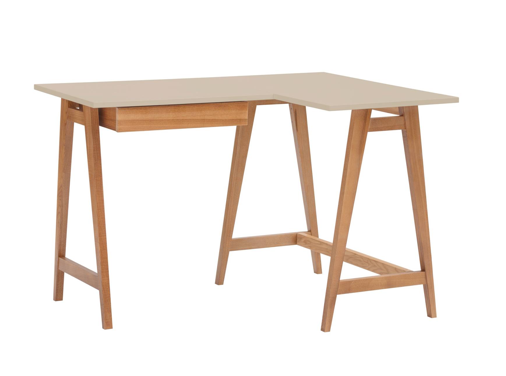 Luka Hjørneskrivebord 115cm 85cm Brun Beige Eg Højre Side