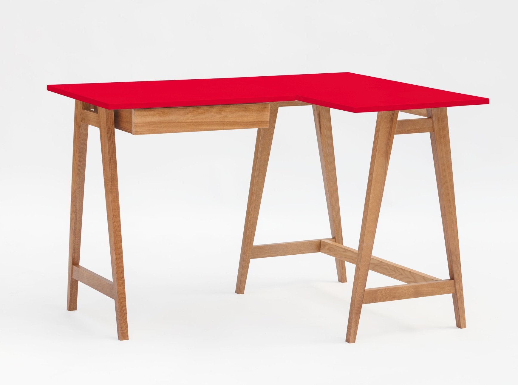 Luka Hjørneskrivebord 115cm 85cm Rød Eg Højre Side