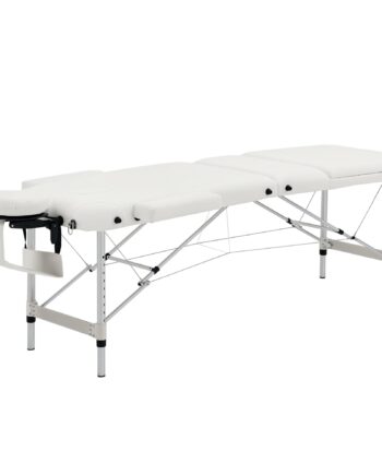 Massageborde Foldbare Kosmetikborde Højdejusterbar Massagebord Massageseng Aluminium Skumplast Hvid 215   81   61-84 Cm