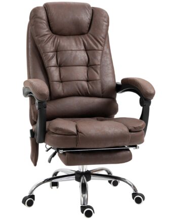 Massagekontorstol  Lænefunktion Og Varmefunktion  Drejelig  Ergonomisk  Op Til 120 Kg  Brun