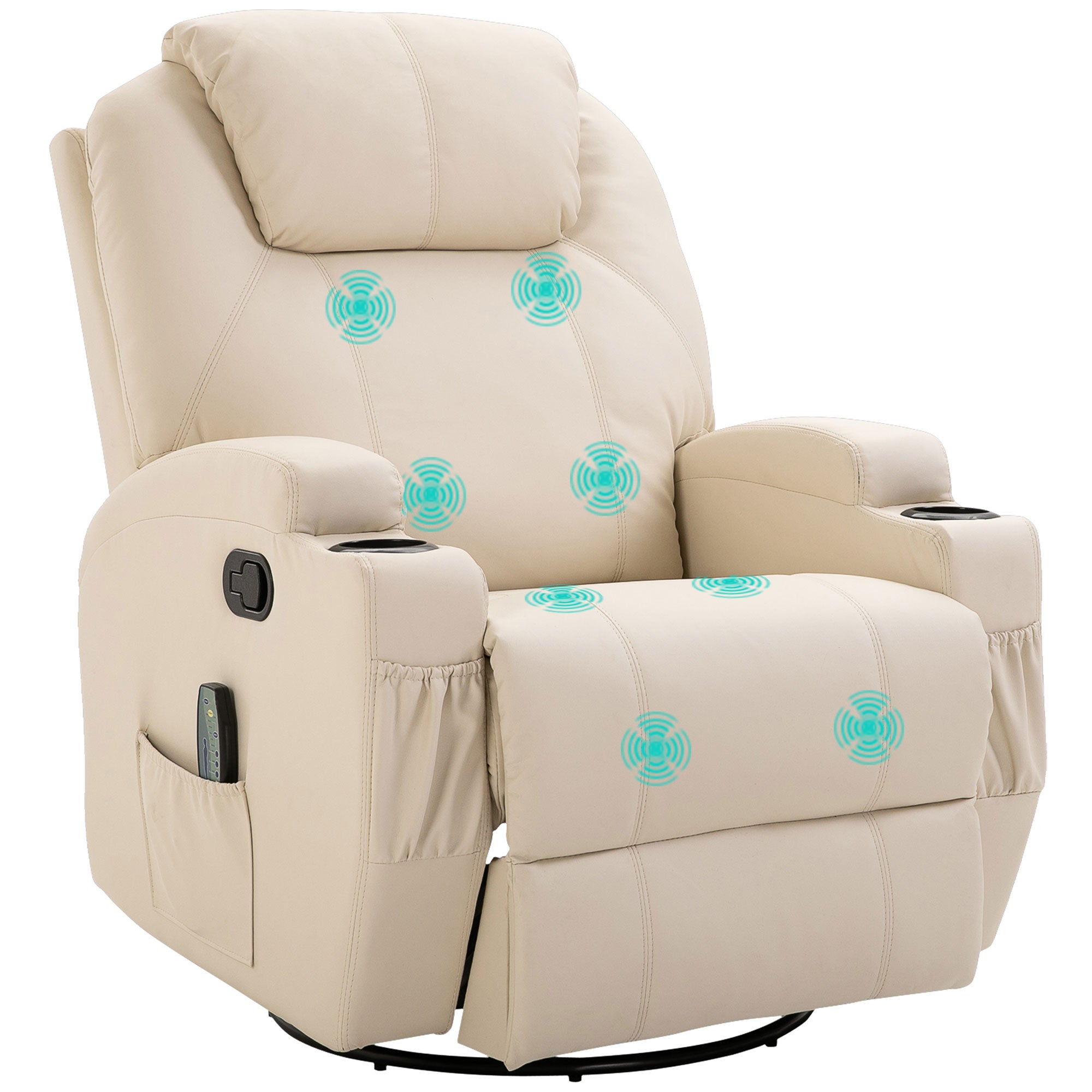 Massagestol Elektrisk Afslappende Stool Tv-stol Massagefunktion Massagetilstande Lænefunktion Kunstlæder Træ Metal Skum Cremehvid 84 92 109 Cm